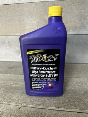 Aceite sintético para moto Royal Purple 01316 20W-50 Max Cycle 1 cuarto Synerlec Foto 1 de 4