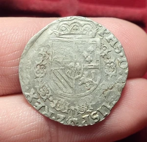#65-229 ~ PAYS-BAS ESPAGNOLS - PHILIPPE II D'ESPAGNE 1/20 Écu 1589 - Picture 1 of 3