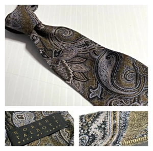 Cravatta ROBERT TALBOTT BOC *corta* scura silenziosa elegante ornamentale in seta cucita a mano USA - Foto 1 di 13