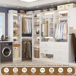 Freestanding Closet Organizer System w/ 5 Drawers & 4 Hanging Rod Walk-in Closet - Picture 1 of 11