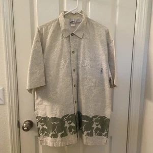 Vintage No Fear Men's Aloha Short Sleeve Button Down Shirt USA Cotton Size Large - Picture 1 of 10