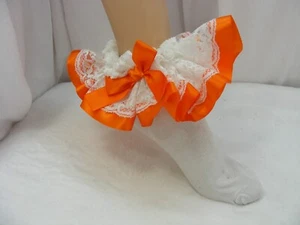 sissy adult baby orange white ankle socks fancy dress kawaii cosplay men ladies - Picture 1 of 14