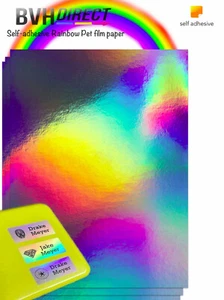 Rainbow Self adhesive A4 inkjet printing paper labels PET film 20 Sheets - Picture 1 of 3