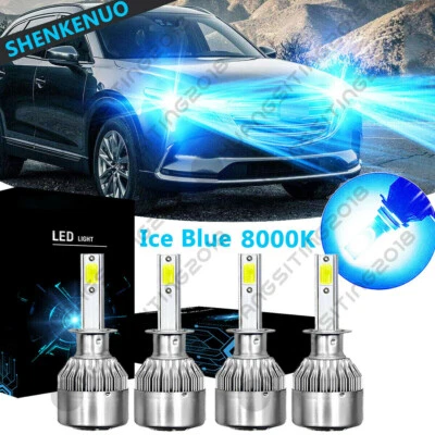 4 piezas H1 azul hielo LED bombilla haz alto/bajo combo repuesto HID 8000K C6 Foto 1 de 4