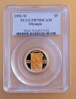 1992-W  Olympic $5 Gold Commemorative Coin PCGS PR70DCAM - Image 1 of 2