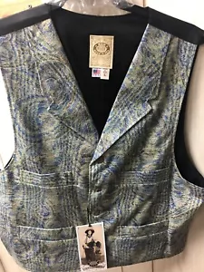 Wah Maker Vest Frontier Cowboy Made In USA Men's Large Paisley 4 Pocket Design - Picture 1 of 4