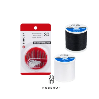 Coats&Clark 2 Pack 1 Black and 1 White Thread - 135 Yard with 30 asstd. Needles - Image 1 of 2