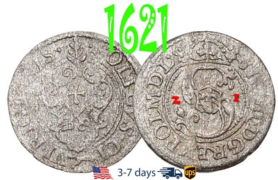 Poland Lithuania SOLIDUS Solid Schilling 1621 Riga Sigismund III Silver #19600 - Image 1 of 3