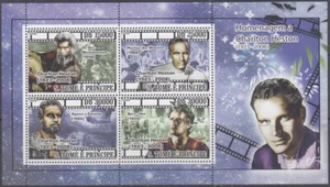 ST THOMAS and PRINCIPE Sc# 1912 MNH S/S of 4 Diff HONOURING CHARLTON HESTON - Picture 1 of 1
