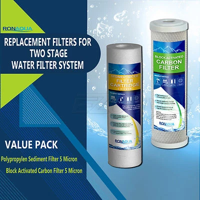 RONAQUA Replacement Filters for Under Sink Two Stage Water Filtration System