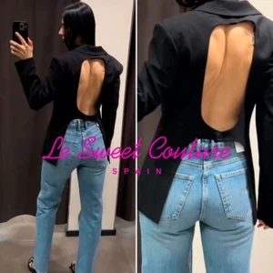 ZARA WOMAN NWT SS25 BLACK BLAZER WITH BACK CUT-OUT ALL SIZES 5247/782/800 - Picture 1 of 3