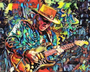 Stevie Ray Vaughan Art Print, Blues Canvas, SRV Painting Print - Picture 1 of 8