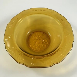 Vintage TIARA "NURSERY RHYME AMBER" CHILDS Mother Goose GLASS BOWL 6-1/4" - Picture 1 of 6