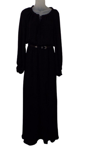 MNG SUIT Mango Black Maxi 100% Belted, Lined Dress Size XS - S Vacation ...