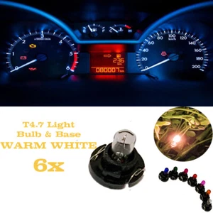 6x T4.7 Replacement Bulbs and Base 12V Instrument Dashboard Light WARM WHITE CLR - Bild 1 von 4