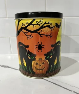 Vintage 1996 Maurice Lenell Cookie Tin Halloween Black Cats Witch - Picture 1 of 7