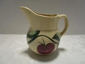 Vintage Watt Pottery Yellow-ware APPLE Pitcher Creamer #15 3-Leaf 16 Oz. 1950's - Picture 1 of 12