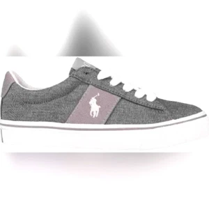 (S-3726) POLO RALPH LAUREN Sayer Grey Chmbry/CVS/Paprwht Sneaker Sz 3 - Picture 1 of 12
