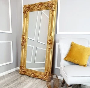 Aroma Bevel Mirror in Silver Antique and Gold Floor Standing Baroque Shabby Chic - Picture 1 of 3