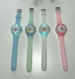 Teen Kids Flash Luminous Silicone Light Colors Trend Quartz Wristwatch - Picture 1 of 15