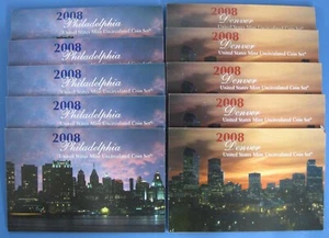 Lot of 5 Government 2008 Uncirculated Mint Sets P&D - Picture 1 of 2