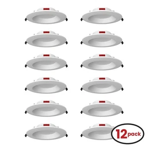 Contractor Pack of 12 RAB WFD34-6B/BP 6 In LED Wafer Downlight 9.5W 120V Baffle - Picture 1 of 5
