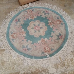 Hermosa alfombra vintage china floral de lana Art Deco decoración del hogar alfombra 41" de ancho  - Imagen 1 de 5