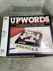 Vintage Upwords Word Board Game 1983 Milton Bradley Stacking Crossword - Picture 1 of 3