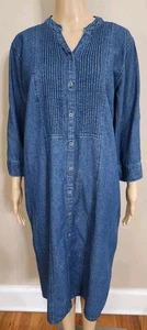 The Vermont Country Store Kleid Größe Large 100 % Baumwolle blau Denim Knopfleiste - Bild 1 von 5