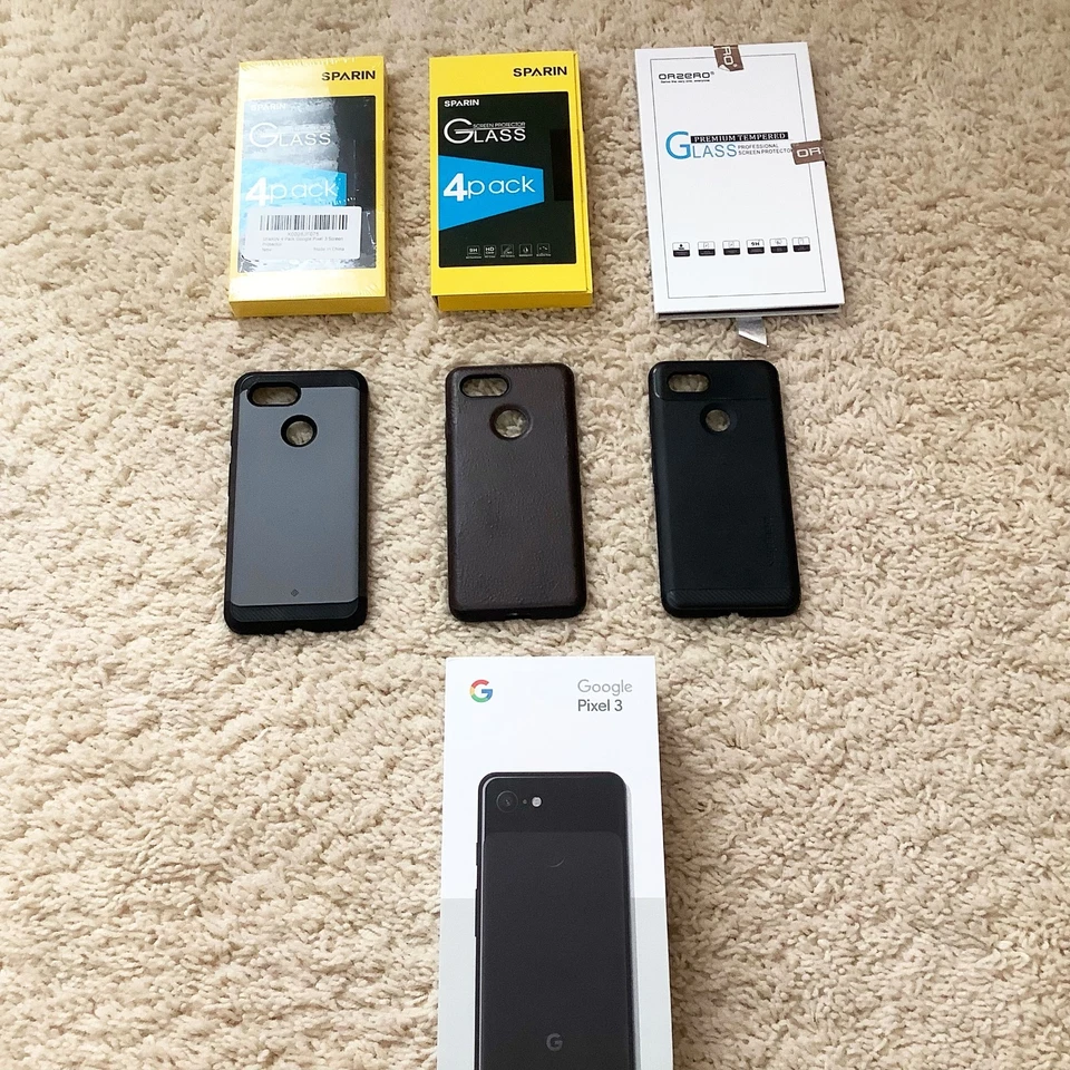 Google Pixel 3 Accessories - 3 Cases,  Tempered Glass Screen Protectors, Earbuds - Image 1 of 4