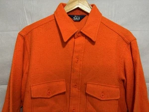Vintage Woolrich Heavy Wool Flannel Shirt Rugged Outdoor Blaze Orange Clean - Picture 1 of 7