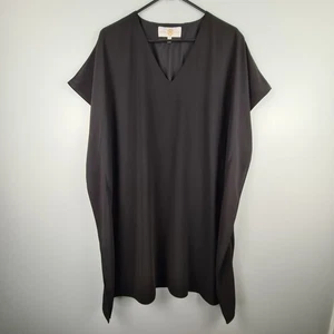 Anna Cate Shift Dress Women's Large Asymmetrical Drape Black Chiffon Vacation - Picture 1 of 9