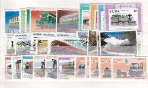 SA18i World Mix selection of used stamps Trains theme - Picture 1 of 1