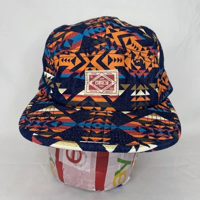 🔥Obey пропаганды 5 панели крышка/шляпа регулируемый кожаный ремень Aztec печати Southwest - Изображение 1 из 4