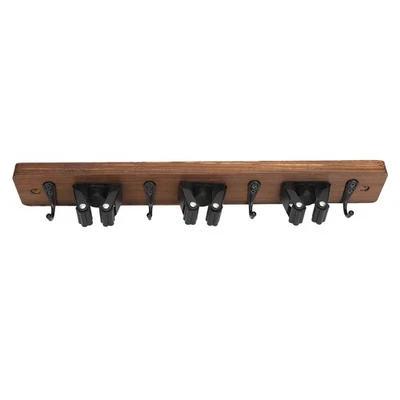 2pcs Mop Broom Holder 3 Positions 4 Hooks Wall Mount Mop Rack Wood Broom Hanger❀ - Image 1 of 4