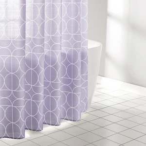 Lavender Geometric Shower Curtain Set 70x72 with 12 Rings Tote Bathroom Decor - Picture 1 of 7