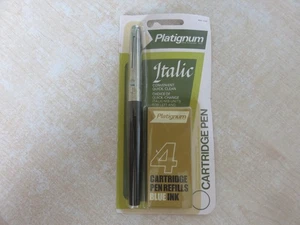 Black / Silver Platignum Italic Cartridge Pen in Sealed, Unopened Pack. - Picture 1 of 5