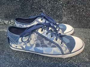 Scarpe stringate Coach donna Barrett A1662 sneaker taglia 9 blu patch firmate - Foto 1 di 11