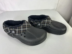 Crocs Blitzen Lined Clog Shoes Unisex Size M8 W10 Blue Plaid Slip On - Picture 1 of 11
