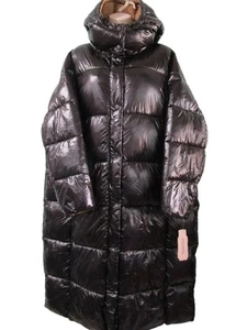 Ladies BCBGGeneration Black Wet Look Feather Free Puffer Coat XXL NWT - Picture 1 of 20