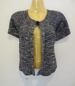 *JACQUI E* GORGEOUS MONOCHROME SOFT STRETCHY COTTON CROPPED CARDI s12 WORN ONCE! - Picture 1 of 3