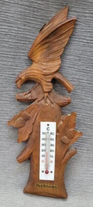 Bad Schandau, Thermometer aus Holz, Schnitzerei Adler Eiche, Eicheln Rudi Demuth - Bild 1 von 7