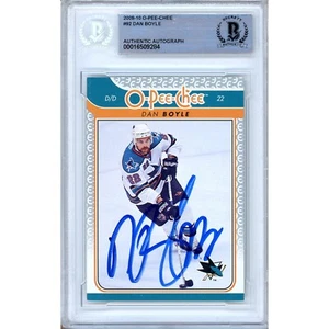 2009-10 O-Pee-Chee #92 Dan Boyle Signed NHL Card AUTO Beckett Slabbed SJ Sharks - Picture 1 of 5
