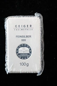 Rare 100 gram .999 Silver Geiger Germany Bar in Original Wrap! - Picture 1 of 2