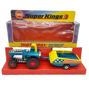 Vintage 1973 Matchbox Super Kings Lesney Diecast Mod Tractor & Trailer w/Box - Picture 1 of 7