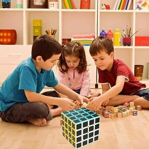 Magic Cube Puzzle 4x4x4 Game Kids Brain Teaser Twist Toy Carbon Fibre Black - Picture 1 of 24