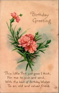 Birthday Greeting Pink Flower Friend postcard Gibson Art Co - Picture 1 of 2