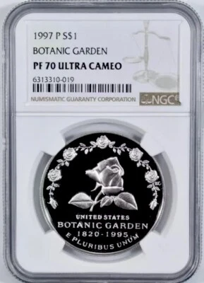 1997 BOTANIC GARDEN Silver Dollar $1 NGC PF70💥FLAWLESS QUALITY💥 - Image 1 of 4