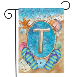 Briarwood Lane Summer Monogram Letter T Garden Flag - Picture 1 of 4