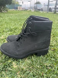 Timberland Brinda Mujer Ortholite Botines EE. UU. 7 Negro Cuero Bota con Cordones - Imagen 1 de 11